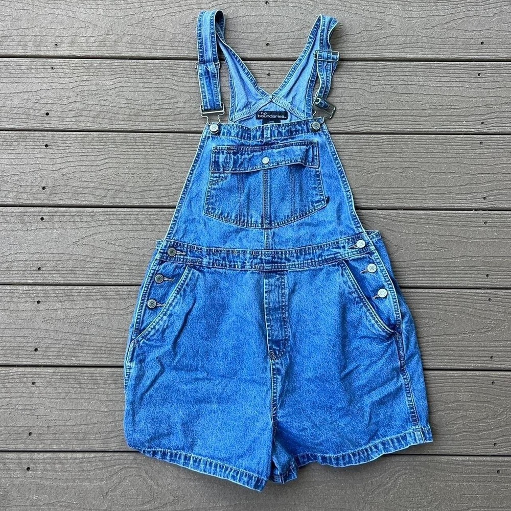 Vintage Y2K No Boundaries Denim Overalls Shortalls. Size Large Boho Cottage